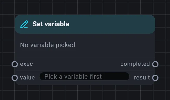The Set variable card