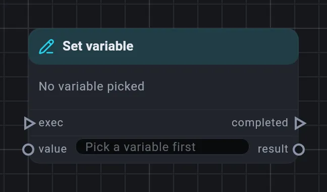 The Set variable card