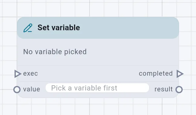The Set variable card