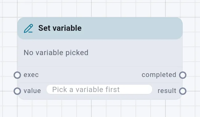 The Set variable card